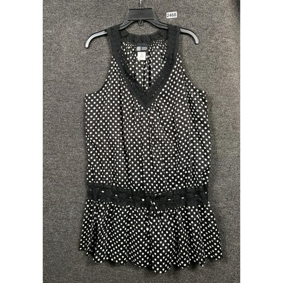 Coco Reef Swimsuit Coverup Dress Womens Size L Black White Polka Dot Sleeveless - Picture 1 of 7